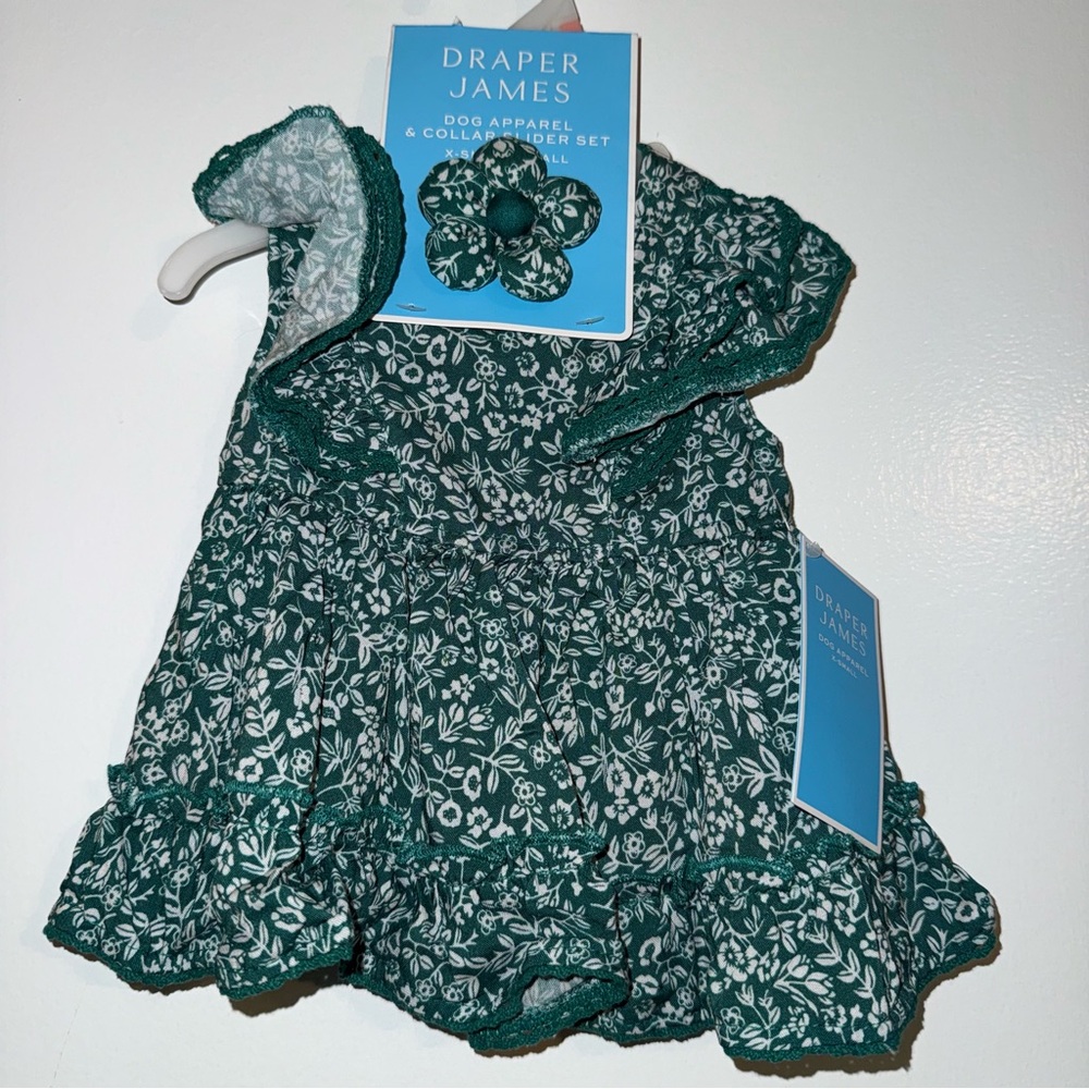 🆕 Draper James Teal Floral Dog Dress and Collar Slider